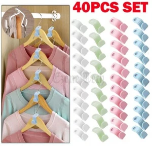40 Pcs Clothes Hanger Connector Hooks Closet Hangers Organizer Space-saving Clip - Picture 1 of 11