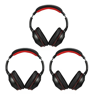 3x AUSDOM M04S NFC Wireless Bluetooth 4.0 Headphones Built-in Mic Black-Red - Image 1 of 4
