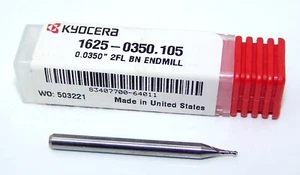 (.0350") CARBIDE END MILL 2 FLUTE STUB BALL END KYOCERA 1625-0350.105 - Picture 1 of 3