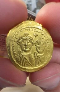 Heraclius with Her. Constantine AV Solidus Gold Coin 625-629 AD -The Best Detail - Picture 1 of 10
