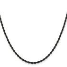 Stainless Steel 2.4mm Mens Polished Black IP-plated Rope Chain Necklace