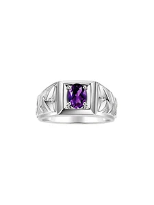RYLOS Men's 7X5MM Gemstone & Diamond Ring in Sterling Silver, Sizes 8-13 - Picture 1 of 28