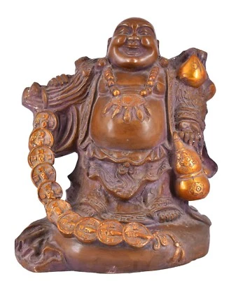 White Whale Brass Laughing Buddha for Wealth & Prosperity - Image 1 of 4