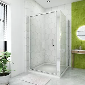 Pivot Shower Door Hinge Cubicle Enclosure Screen Glass Panel with Tray Riser Kit - Picture 1 of 17