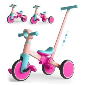 Kids Tricycle with Push Handle for Toddlers 1-4 Years Old Boys Girls Fuscia - Picture 1 of 7