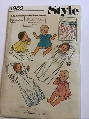 Dress makers patterns style 1989 size babies sewing vintage retro children  * - Image 1 of 2