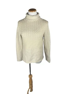 Eileen Fisher Italian Yard High Neck Chunky Knit Sweater Small Oatmeal - Picture 1 of 6