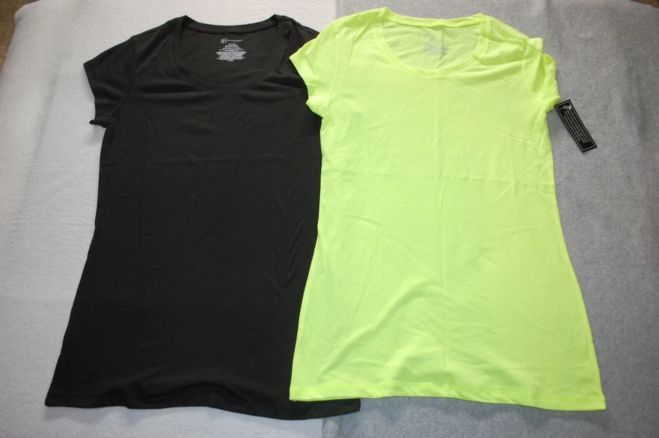 Jr Mujer 2 LOTE CAMISETAS CUELLO REDONDO Manga Gorra NEGRA Y AMARILLO NEÓN Talla XL 15-17 Foto 1 de 1