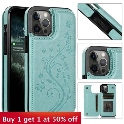 For iPhone 17 Air 17 15 16 Pro Max 14 13 12 11 XR 7 XS Phone Case Leather wallet - Image 1 of 4