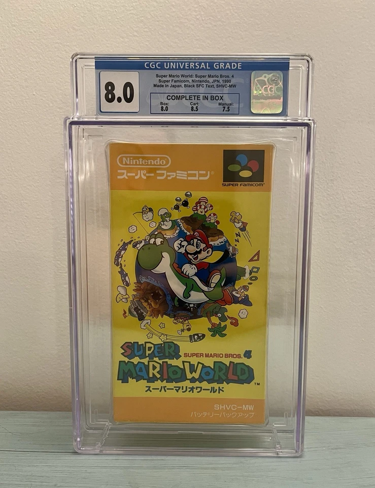 CGC 8.0 CIB Super Mario World Super Mario Bros. 4 Super Famicom 1990 Calificado Foto 1 de 2