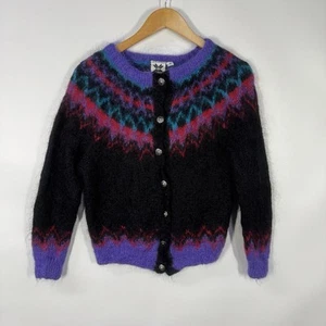 Icelandic Design Women's Cardigan Sweater Small Purple Authentic Handknit Mohair - Picture 1 of 7