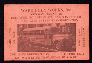 Tarjeta de visita Arkansas AR Conway Ward Bus Co tarjeta comercial White Hall fútbol 1950 - Imagen 1 de 2