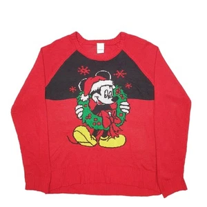 DISNEY Crewneck Christmas Festive Mickey Jumper Sweatshirt Womens M - Picture 1 of 5