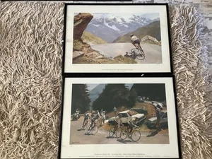 2 Vintage Pat Cleary Tour De France 1989 & 1992 Original Signed Cycling Prints - Bild 1 von 18