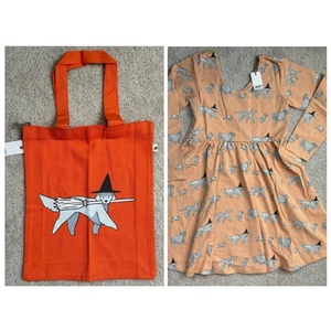 Halloween Dogs Bundle Girls Sz 8 Twirl Dress Tote Bag Organic Cotton Monica Andy - Picture 1 of 14