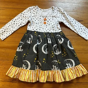 Eleanor Rose pattern long sleeve Halloween cats moon stars dress SIZE 4-5 - Picture 1 of 7