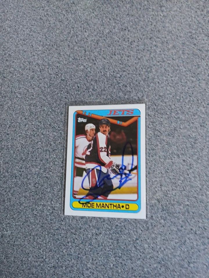 Moe Mantha Signed In Person 1990 1991 Topps Jets Card A11 - Image 1 of 1