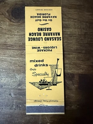 Cubierta de libro de cerillas vintage D1009 Seasand Lounge Navarre Beach Casino Florida Foto 1 de 2