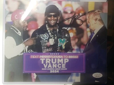 JSA COA Le'Veon Bell Signed Photo With Donald Trump And Antonio Brown 8x10 MAGA - Image 1 of 4
