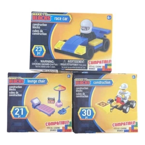 3 MAKE IT BLOCKS Race Car Lounge Chair Construction Compatible All Major Brands - Picture 1 of 2