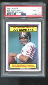 1983 Topps #4 Joe Montana Record Breaker 49ers PSA 8 Graded Football Card NM-MT