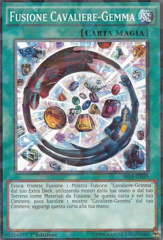 CARTA YU GI OH - FUSIONE CAVALIERE-GEMMA - SP15-IT0 - SHATTERFOIL - CARTA MAGIA  - Immagine 1 di 1