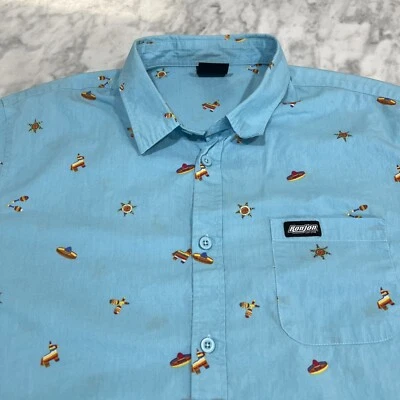 Camisa con botones Ron Job Surf Shop para hombre grande azul Fiesta Cinco de Mayo azul Foto 1 de 4