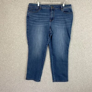 Westport W62 Jeans Womens Size 18 Blue Relaxed Crop Mid Rise Stretch Med Denim - Picture 1 of 16