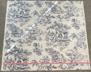 Toile de Truman Fabric R.E. Thibaut Teflon Dupont Blue 1.25 1 1/4 Yards Vintage - Picture 1 of 9