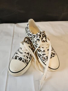 Women's Canvas Leopard Print Fashion Sneakers (43) Sz 11 Aode Kan Stylin' Shoes - Picture 1 of 12