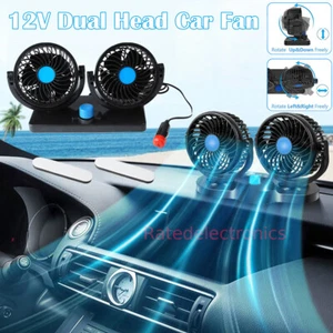 12V Dual Head Car Fan Portable Vehicle Cooler Truck 360° Rotatable Auto Cooling - Picture 1 of 13