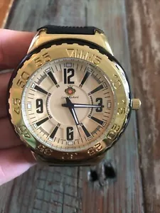 Louis Richard 9677 Men's Watch Gold Stainless Steel Case Black Rubber Band EUC - Picture 1 of 5