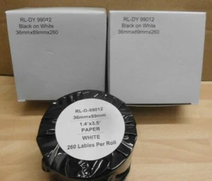 2 x Label Etiketten schwarz auf weiß 36 mm x 89mm ersetzt DYMO 99012 kompatibel - Bild 1 von 1