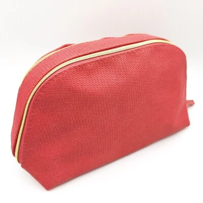 Estuche de Maquillaje de Aseo Vintage LANCOME Rojo Rosa con Cremallera - Bolsa de Viaje de 2 Compartimentos Foto 1 de 4