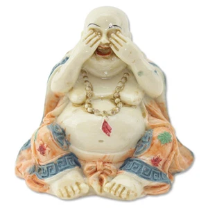 Feng Shui See No Evil Happy Face Laughing Buda Estatuilla Decoración del Hogar Estatua - Imagen 1 de 4