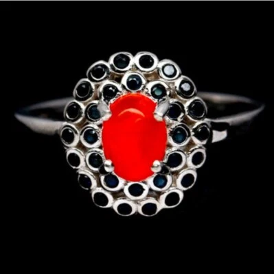 Shola Vero Naturalenaturale Fiamme Opale Anello Gr.18, 25 Argento Sterling R688 - Immagine 1 di 3