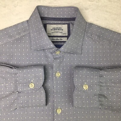 Camisa de vestir Charles Tyrwhitt para hombre 15,5-33 gris estampado geométrico calce extra ajustado Foto 1 de 4