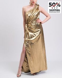 RRP€650 PAULE KA Maxi Dress FR40 US8 UK12 L Silk Blend Metallic One Shoulder