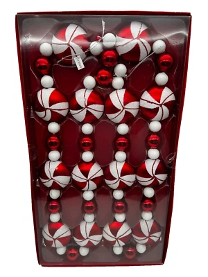 Guirnalda de vidrio y espuma para árbol de Navidad con bastón de caramelo 6 pies Foto 1 de 4