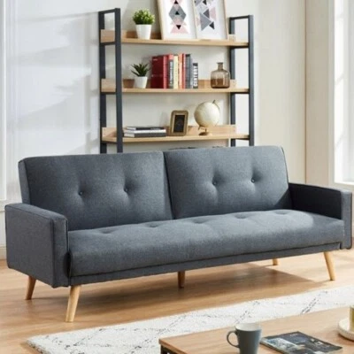 Canapé 3 places tissu gris anthracite convertible style scandinave neuf - Photo 1/3