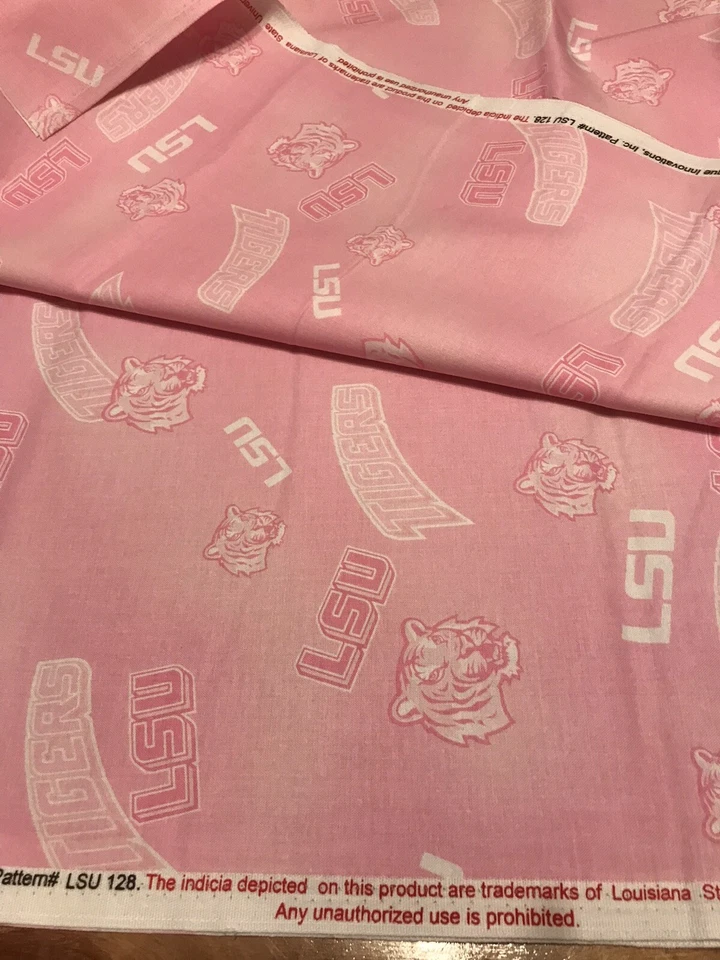 PINK LSU FABRIC 2 YARDS Flaw Read Listing! - Image 1 of 1