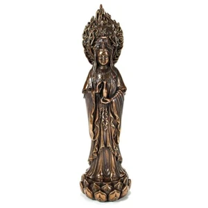 KWAN YIN STATUE 7,25" buddhistische Göttin Gottheit HOCHWERTIGE Bronzeharz Guan Quan - Bild 1 von 7