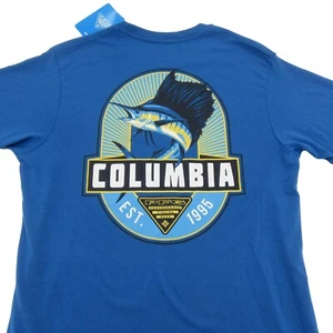 Columbia PFG Blue Graphic Short Sleeve T-Shirt Mens Size Medium Tee NEW - Picture 1 of 9