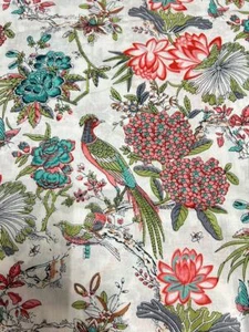 2.5 Yard Hand Block Print Handmade Cotton Indian Natural Sanganeri Print Fabric. - Picture 1 of 10