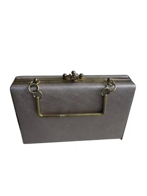 Bolso de mano de noche vintage de metal metálico plateado CB Foto 1 de 4