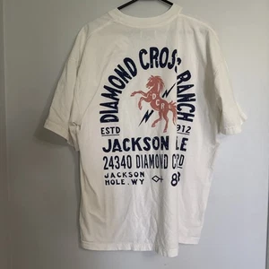 Diamond Cross Ranch Wyoming Western Cowboy Jackson Hole XL White - Picture 1 of 3