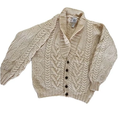 Cárdigan de lana tejido a mano John Ashford suéter cuello chal MEDIANO DE COLECCIÓN Foto 1 de 4