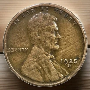 1925-S Lincoln Wheat Cent Retained Pre CUD Woody Improper Alloy Mix Error Coin - Picture 1 of 3