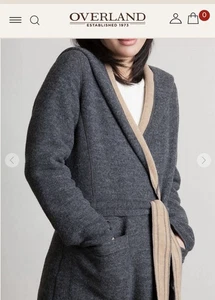 Cappotto Overland S Small misto lana reversibile pile con cappuccio grigio marrone nuovo senza etichette - Foto 1 di 7