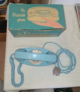 TELÉFONO PRINCESA ELÉCTRICA WESTERN AZUL AGUA VINTAGE CON CAJA ORIGINAL - Imagen 1 de 9